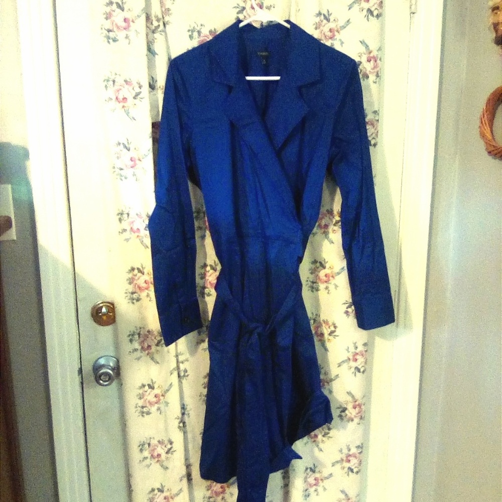 cobalt blue surplice wrap around dress